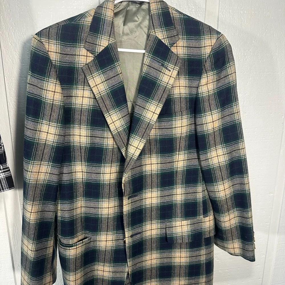 Austin Reed Vintage Virgin Wool Blue and Tan Men’s Blazer No Size EUC